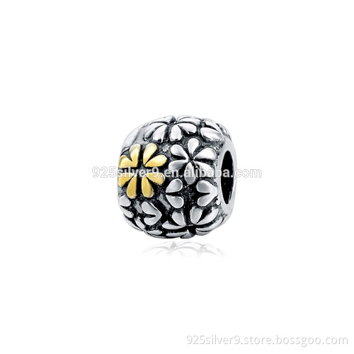 Customized beautiful flower shaped 925 silver jewelry silver bead For Bracelets wholesale beads jewelry molecules